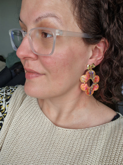 Boucles "Anissa" pierre d'agate rose 🩷💜