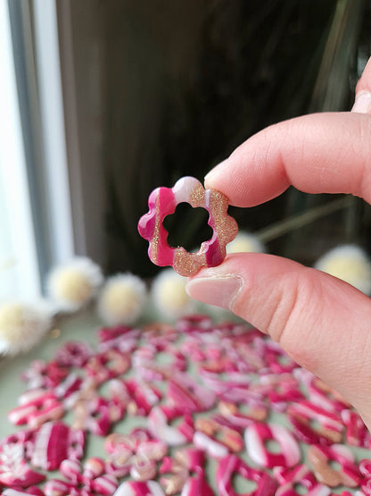 Pampilles "Framboise givrée 💓" finition brillante (sans créoles).