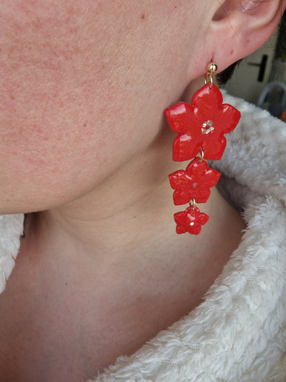 Boucles "Trio fleurs de Noël"