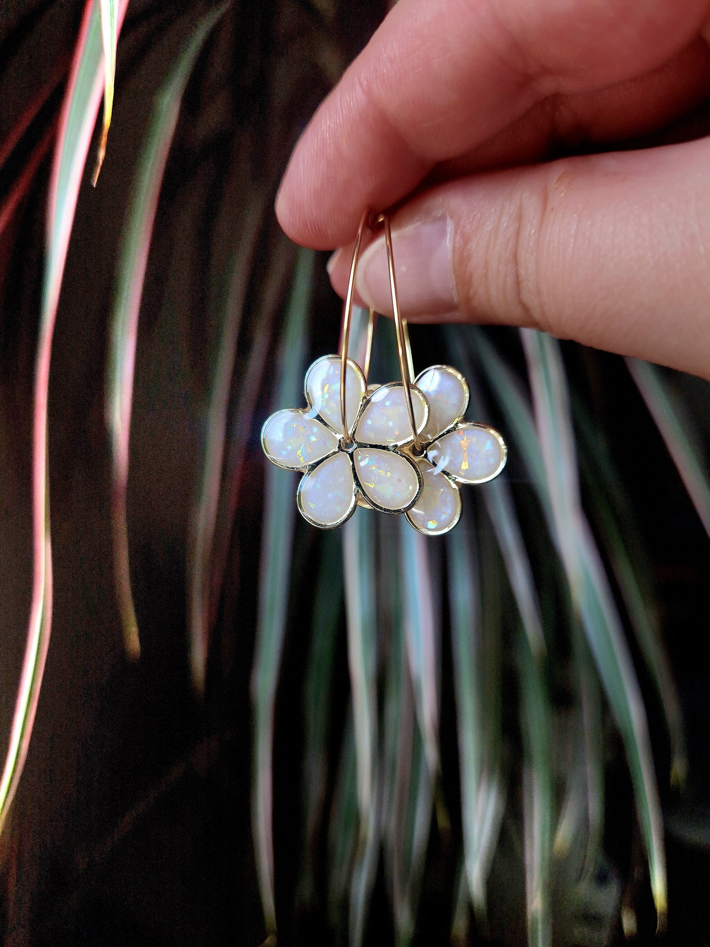 Boucles "Flora 🌸" Opale ✨️