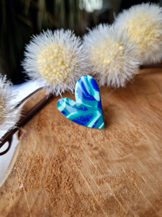 Pin's marbré bleu, vert menthe, vert émeraude 🩵💚