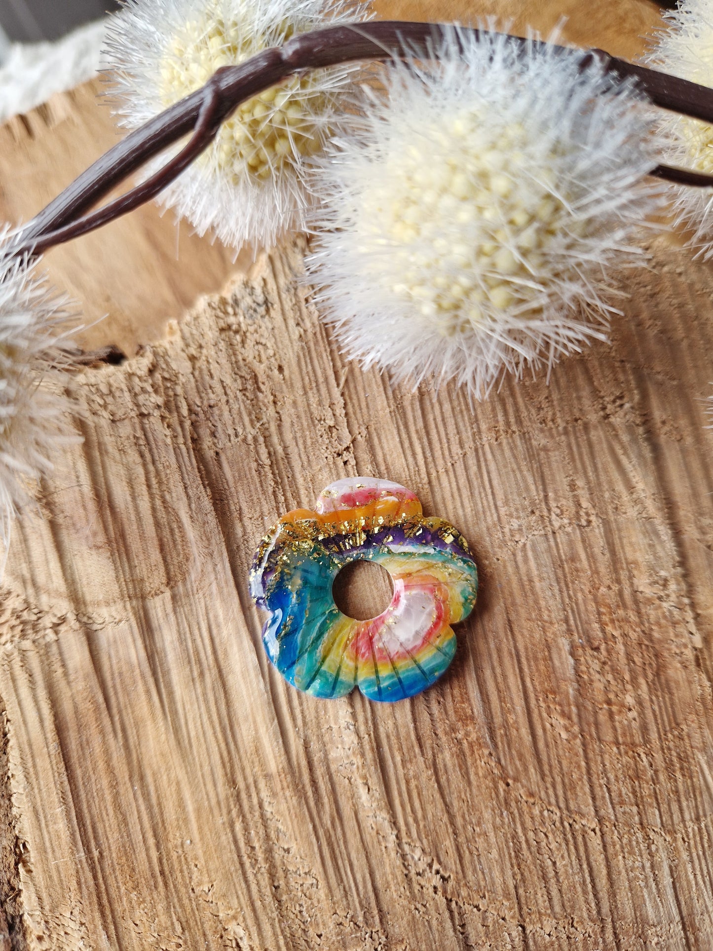 Pampilles pierre d'agate Rainbow 🌈  finition brillante (sans créoles).