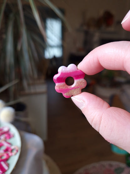 Pampilles "Framboise givrée 💓" finition brillante (sans créoles).
