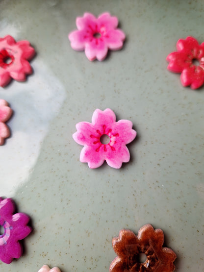 Pampilles "Fleurs de Cerisier 🌸" finition brillante (sans créoles).