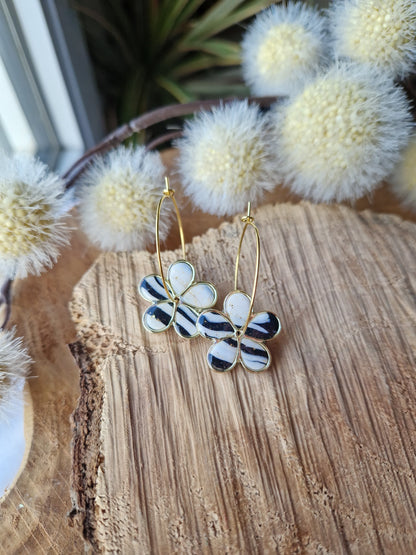 Boucles "Flora" marbré noir et blanc 🖤🤍✨️