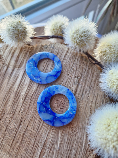 Maxi pampilles "Bella" marbrées 💙 (sans créoles).