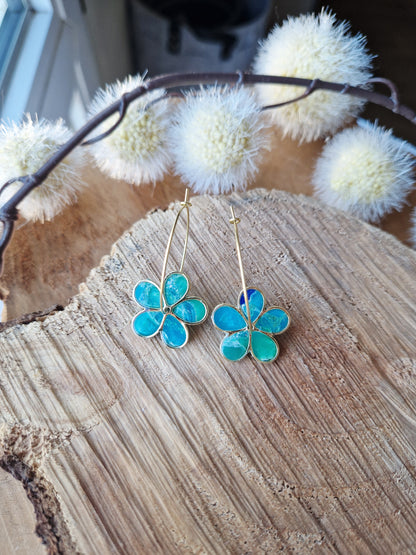 Boucles "Flora 🌸 " Lagon.