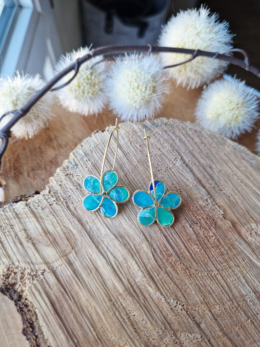 Boucles "Flora 🌸 " Lagon.