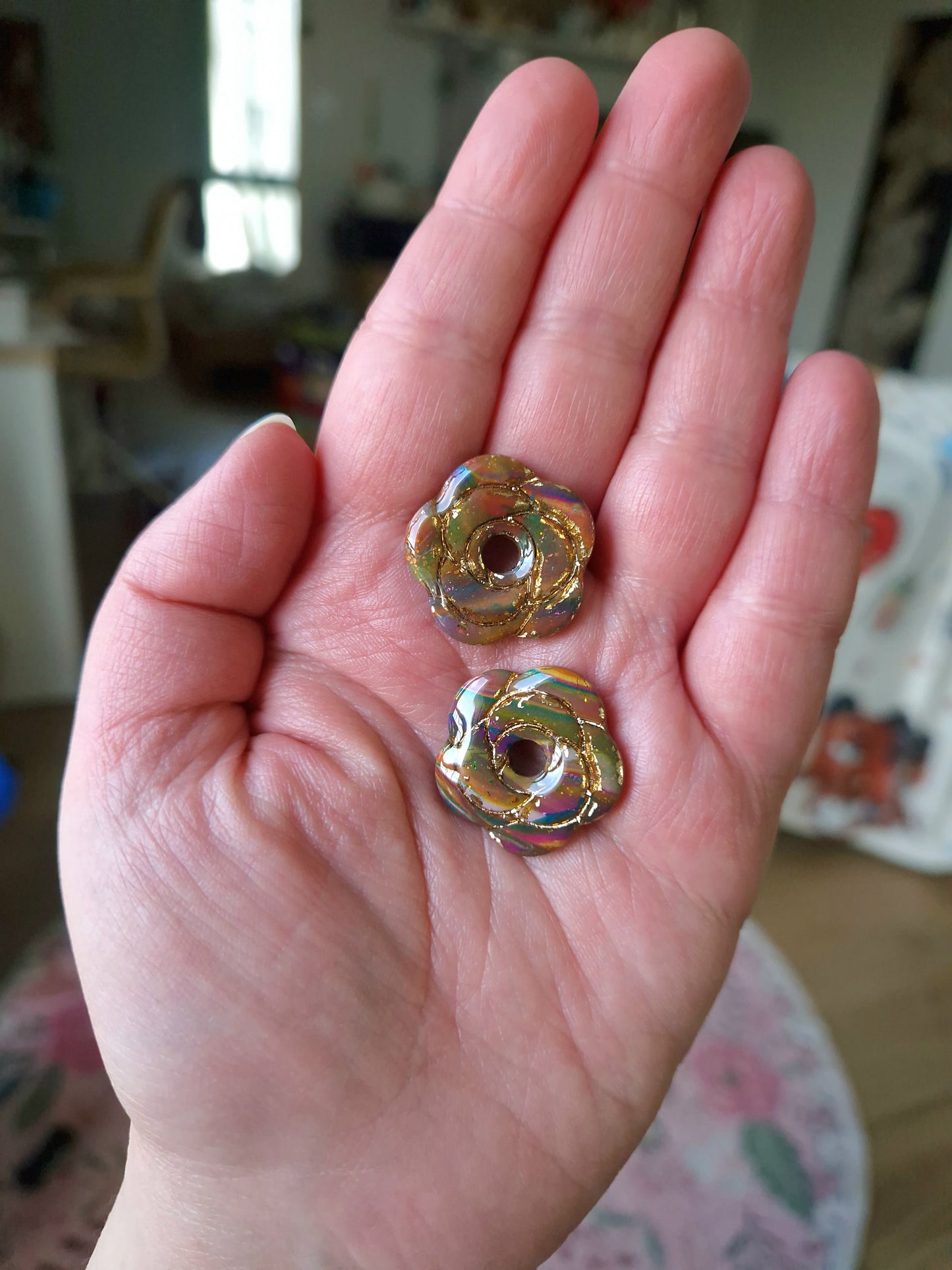 Pampilles "Roses 🌹" antigaspi (sans créoles) finition brillante.