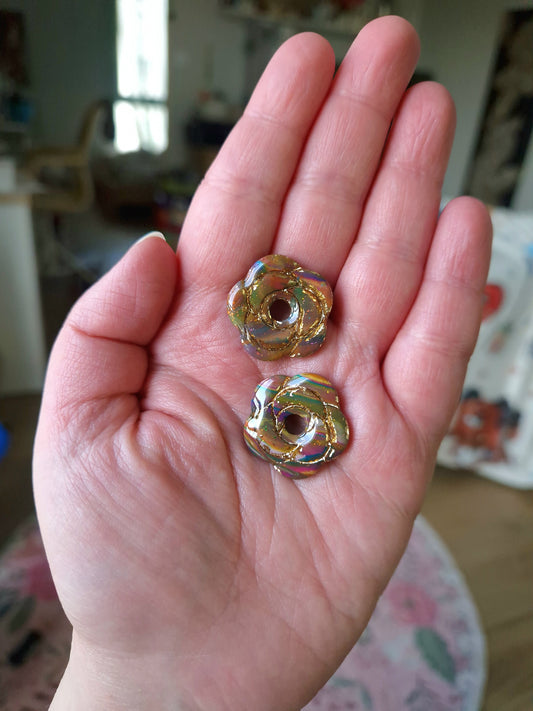 Pampilles "Roses 🌹" antigaspi (sans créoles) finition brillante.