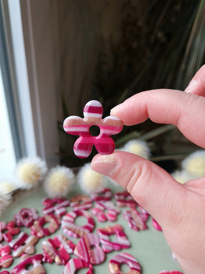 Pampilles "Framboise givrée 💓" finition brillante (sans créoles).