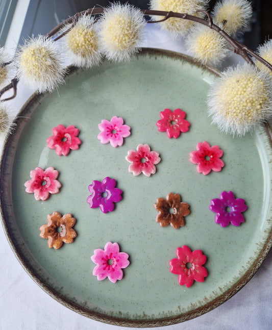 Pampilles "Fleurs de Cerisier 🌸" finition brillante (sans créoles).