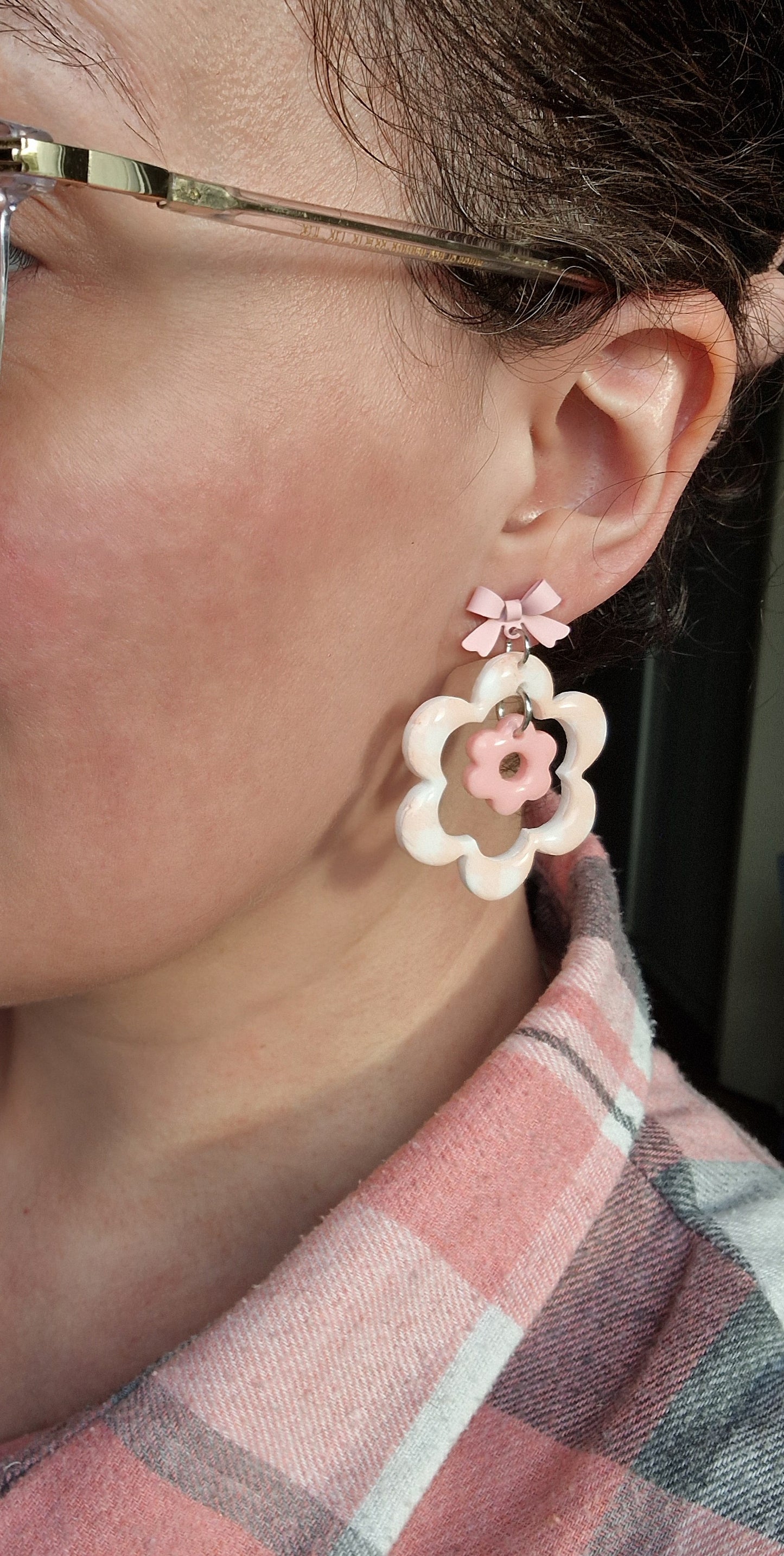 Boucles "Duo de 🌸" Vichy 🩷🎀