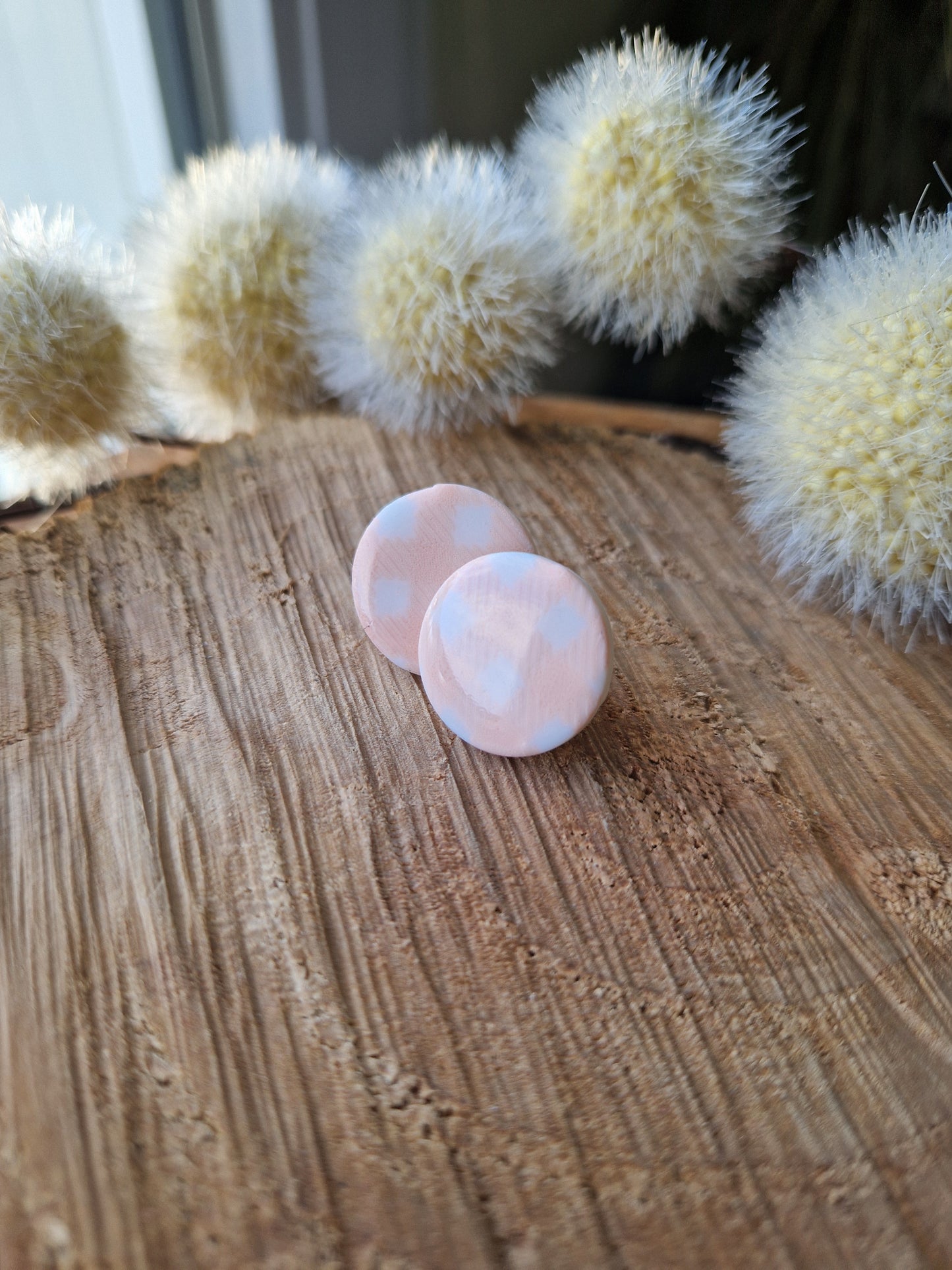Puces rondes Vichy rose 🩷