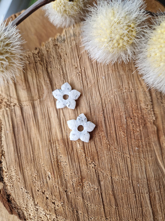 Pampilles "Fleurs de Noël" petites (sans créoles) blanc argent 🤍🩶