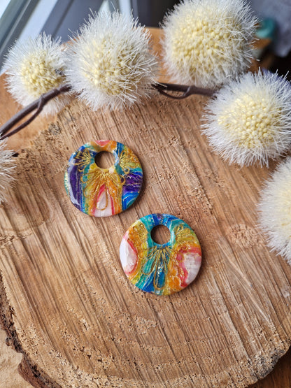 Pampilles "Daria" Pierre d'agate Rainbow 🌈 (sans créoles).
