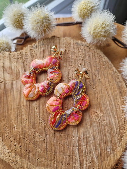 Boucles "Anissa" pierre d'agate rose 🩷💜