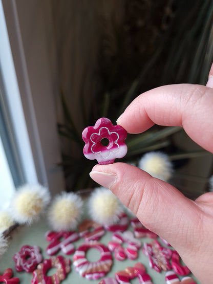 Pampilles "Framboise givrée 💓" finition brillante (sans créoles).