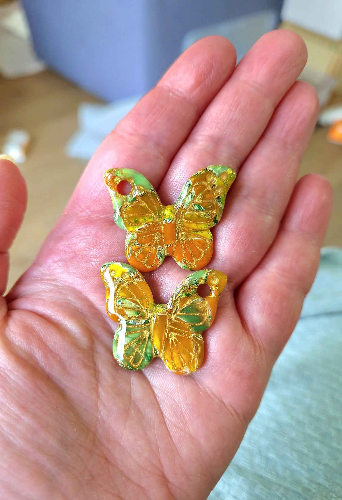Pampilles "Citrus" 🍋🍊🍋‍🟩 (sans créoles) finition brillante.