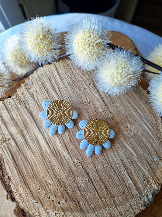 Boucles "Fanny" granit gris or.