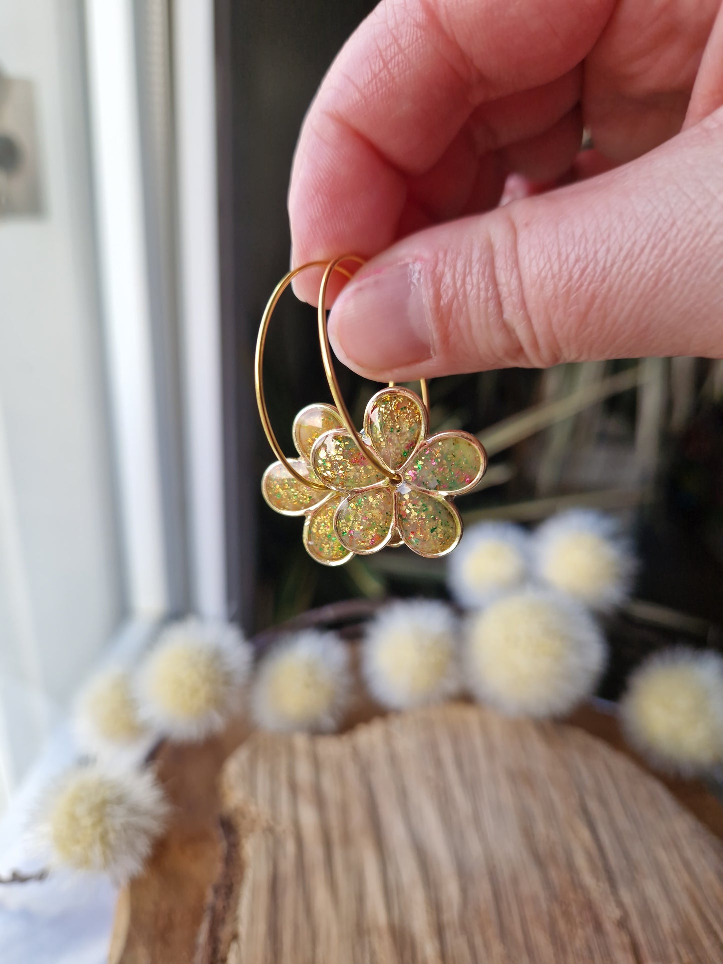 Boucles "Flora 🌸" anti gaspi Néon.