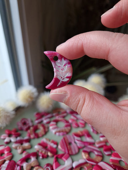 Pampilles "Framboise givrée 💓" finition brillante (sans créoles).