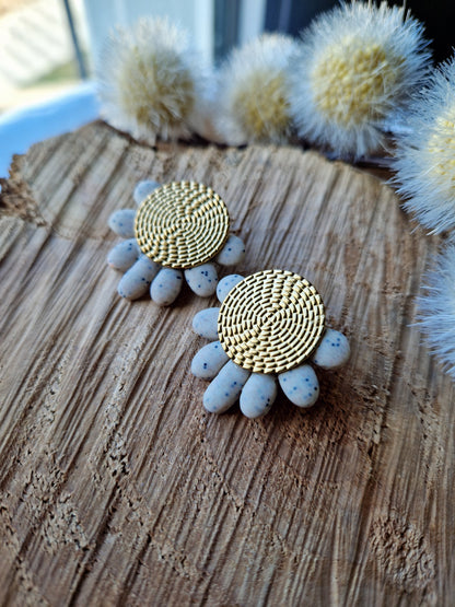 Boucles "Fanny" granit beige or.