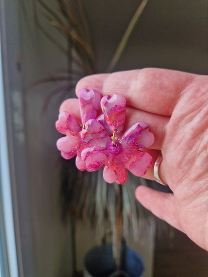 Boucles "Fleurs pétale " marbrées 🩷💜 (réservée à Claire).