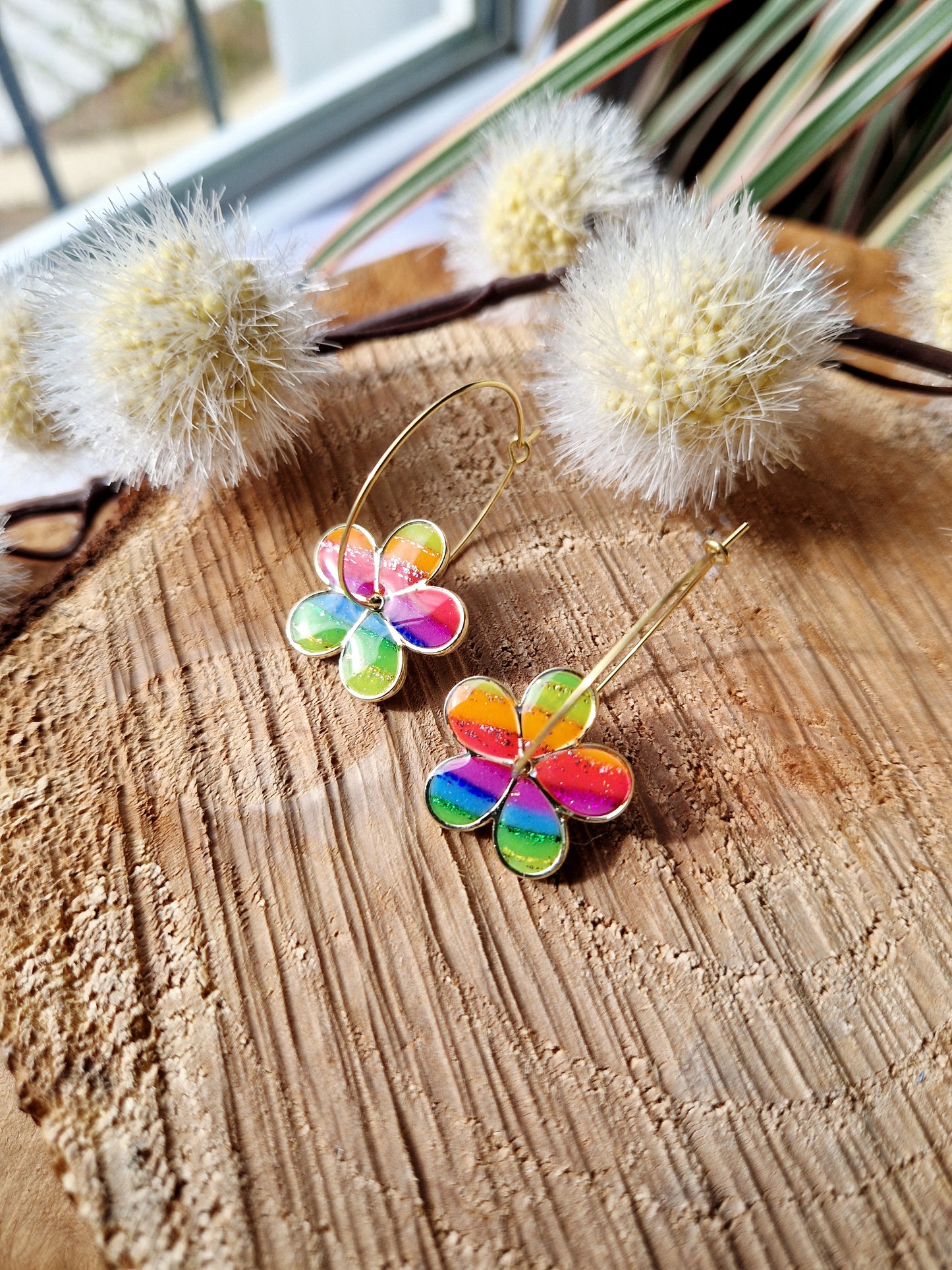 Boucles "Flora 🌸" Rainbow 🌈