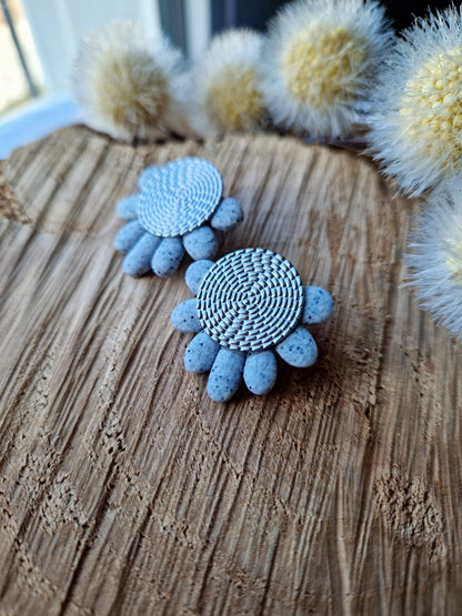 Boucles "Fanny" granit gris argent.