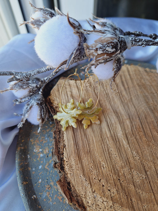 Boucles "Flocons ❄️" zébré or/blanc.