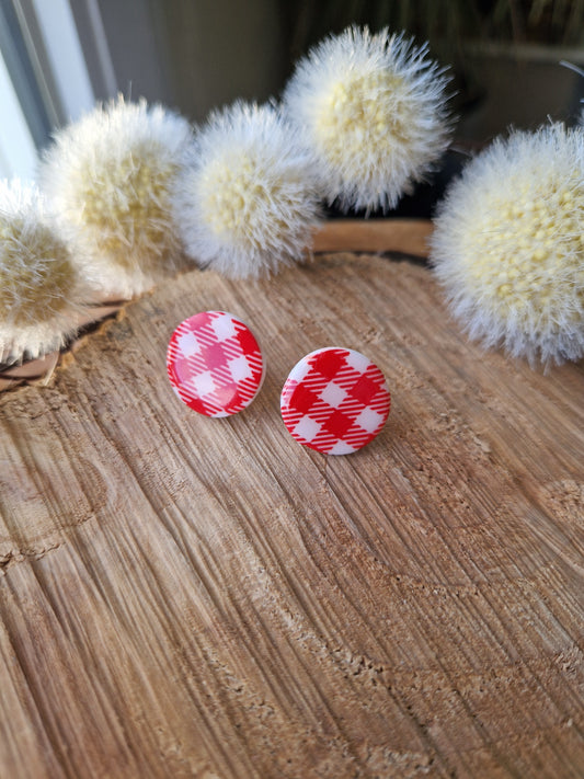 Puces rondes vichy rouge ❤️