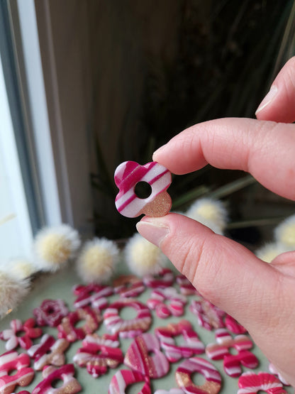 Pampilles "Framboise givrée 💓" finition brillante (sans créoles).