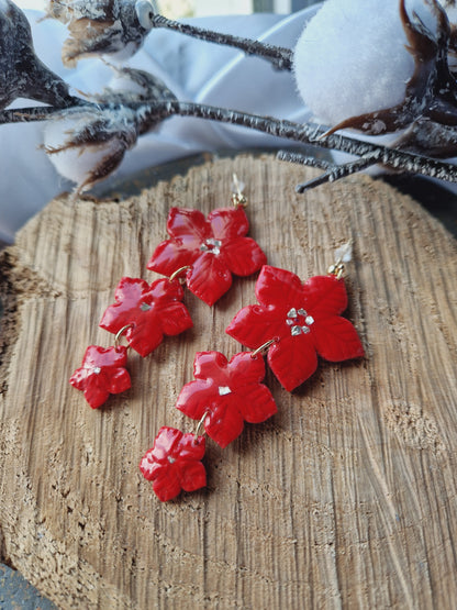 Boucles "Trio fleurs de Noël"