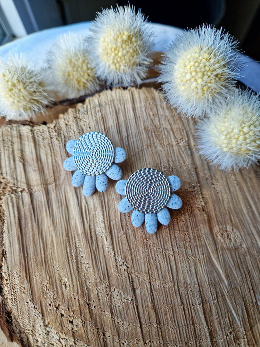 Boucles "Fanny" granit gris argent.