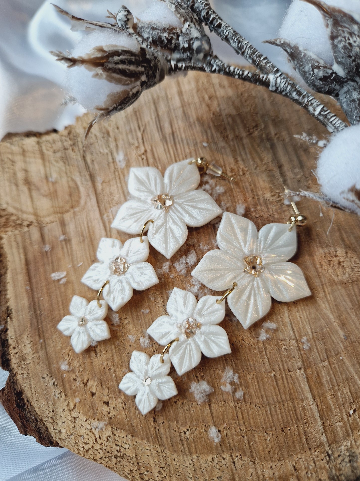 Boucles "Trio fleurs de Noël"