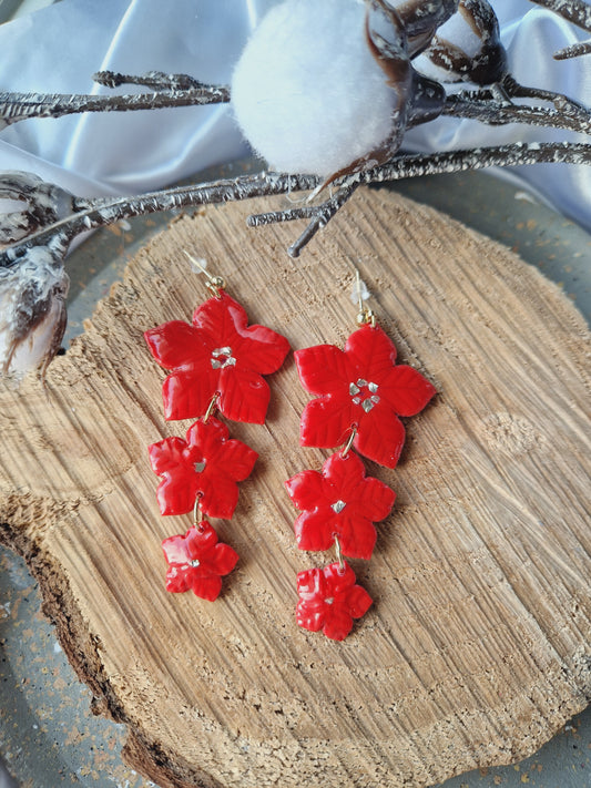 Boucles "Trio fleurs de Noël"