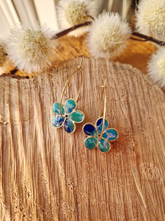 Boucles "Flora" Lagon.