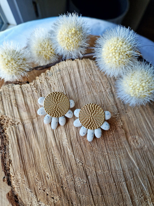 Boucles "Fanny" granit beige or.