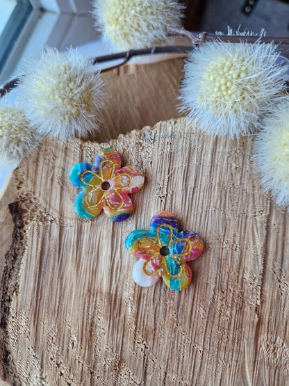 Pampilles pierre d'agate Rainbow 🌈  finition brillante (sans créoles).