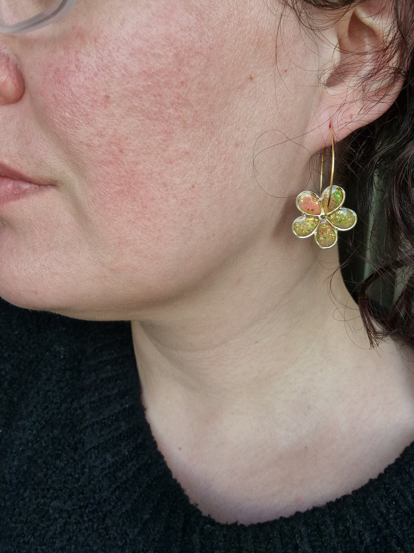 Boucles "Flora" anti gaspi Néon.