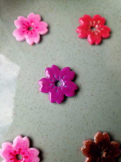 Pampilles "Fleurs de Cerisier 🌸" finition brillante (sans créoles).