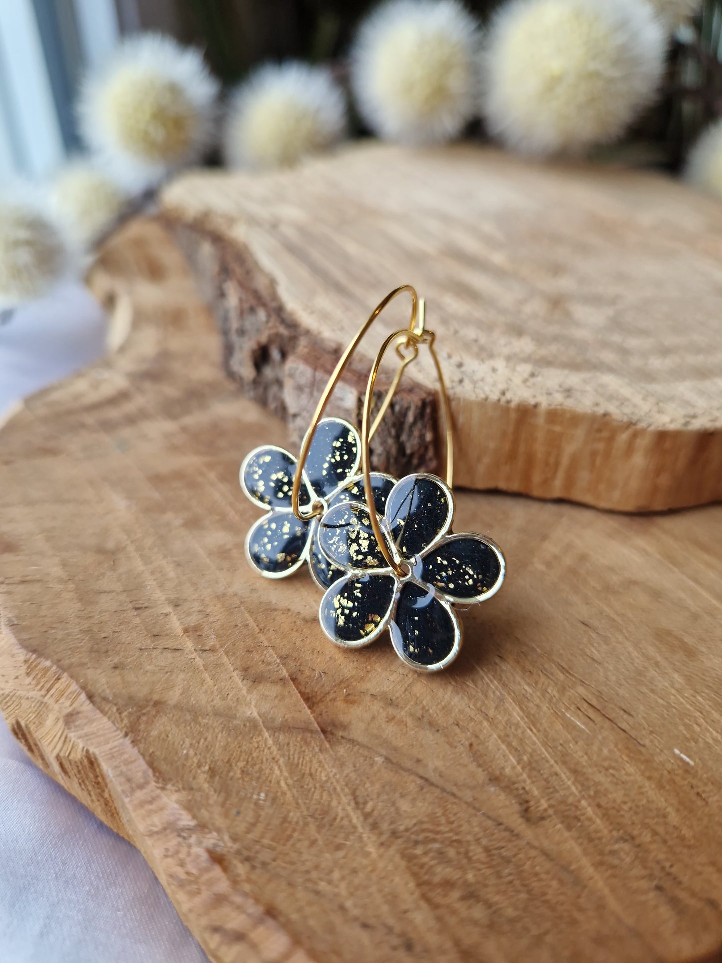 Les boucles "Flora 🌸" Chic 🖤✨️ (réservées à Lucie).