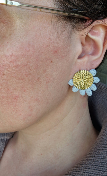 Boucles "Fanny" granit gris or.