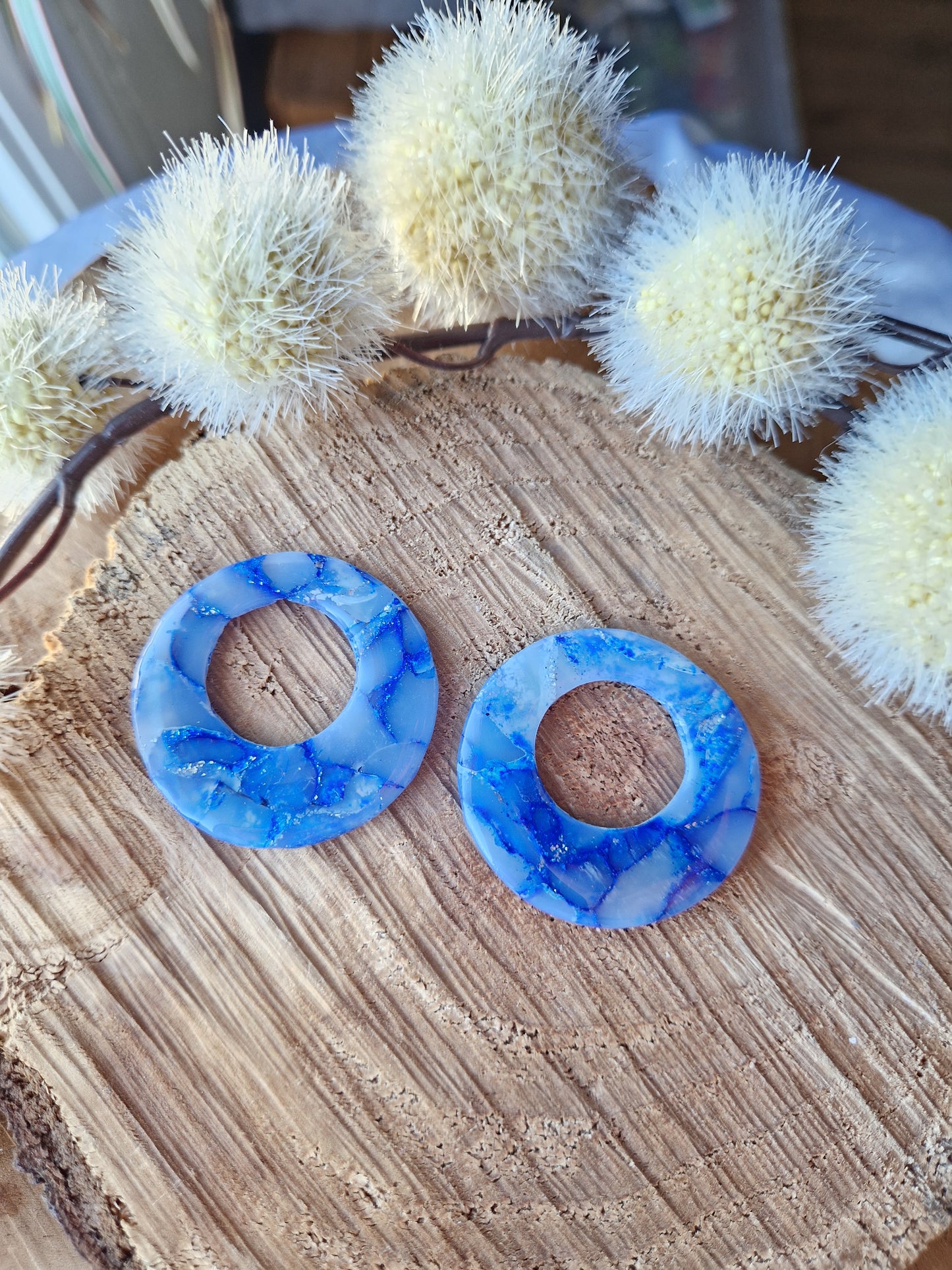 Maxi pampilles "Bella" marbrées 💙 (sans créoles).
