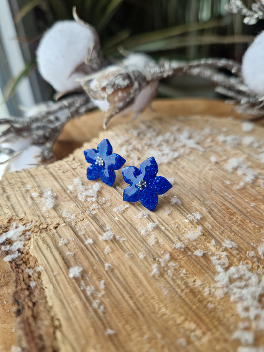 Petites puces "Fleurs de Noël" bleu roi pailleté 💙.