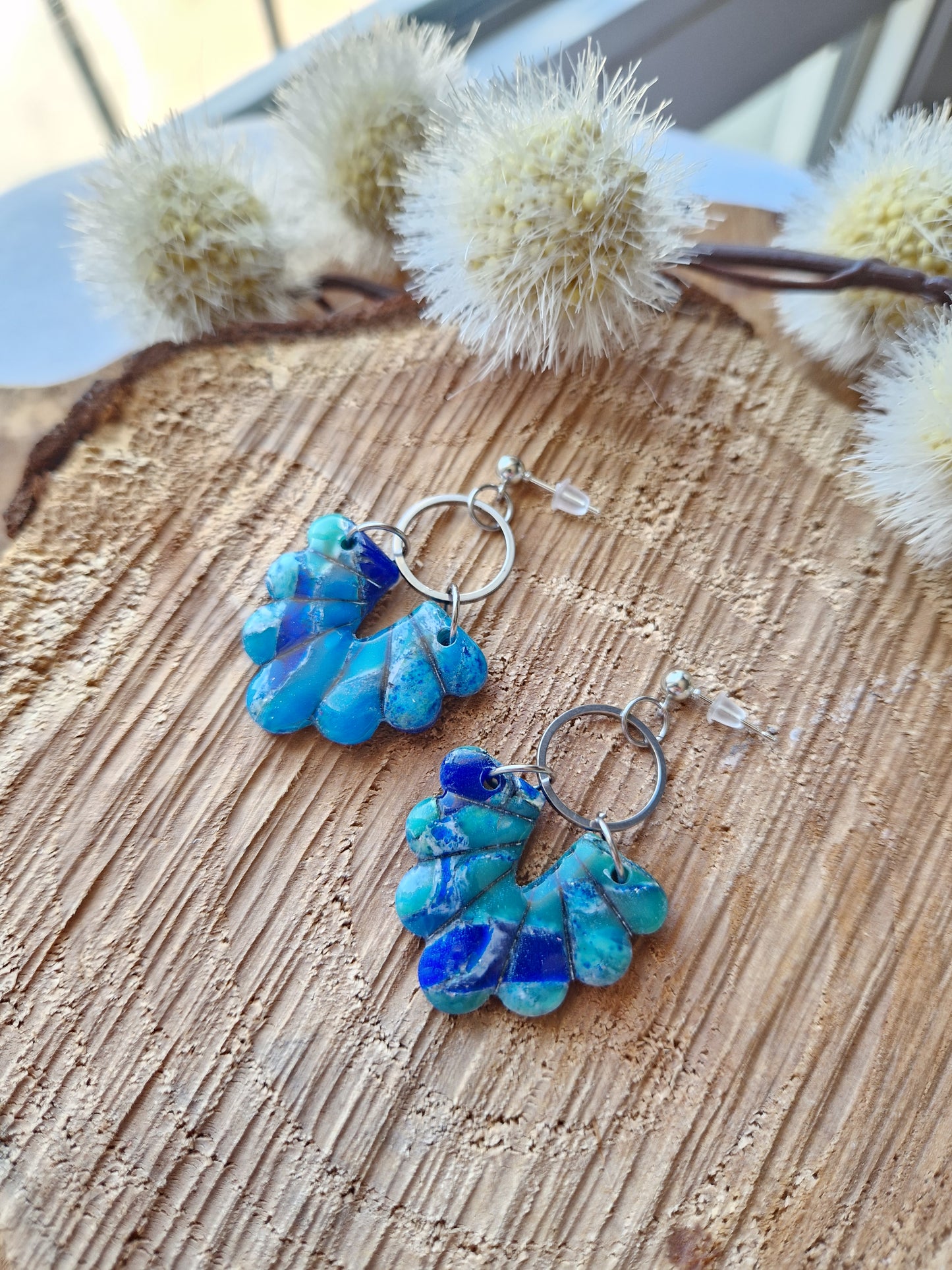 Boucles "Lilia" lagon.