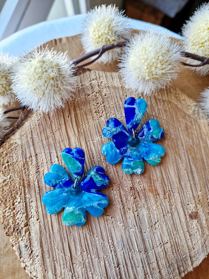 Boucles "Fleurs pétale 🌸" Lagon.