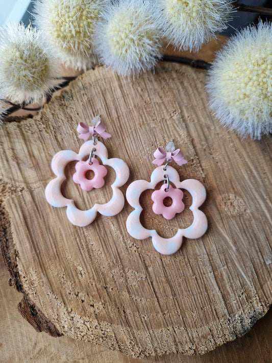 Boucles "Duo de 🌸" Vichy 🩷🎀